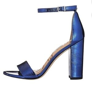 Sam Edelman Women's Yaro Heeled Sandal, Royal Blue/Metallic Leather, 9.5 M US